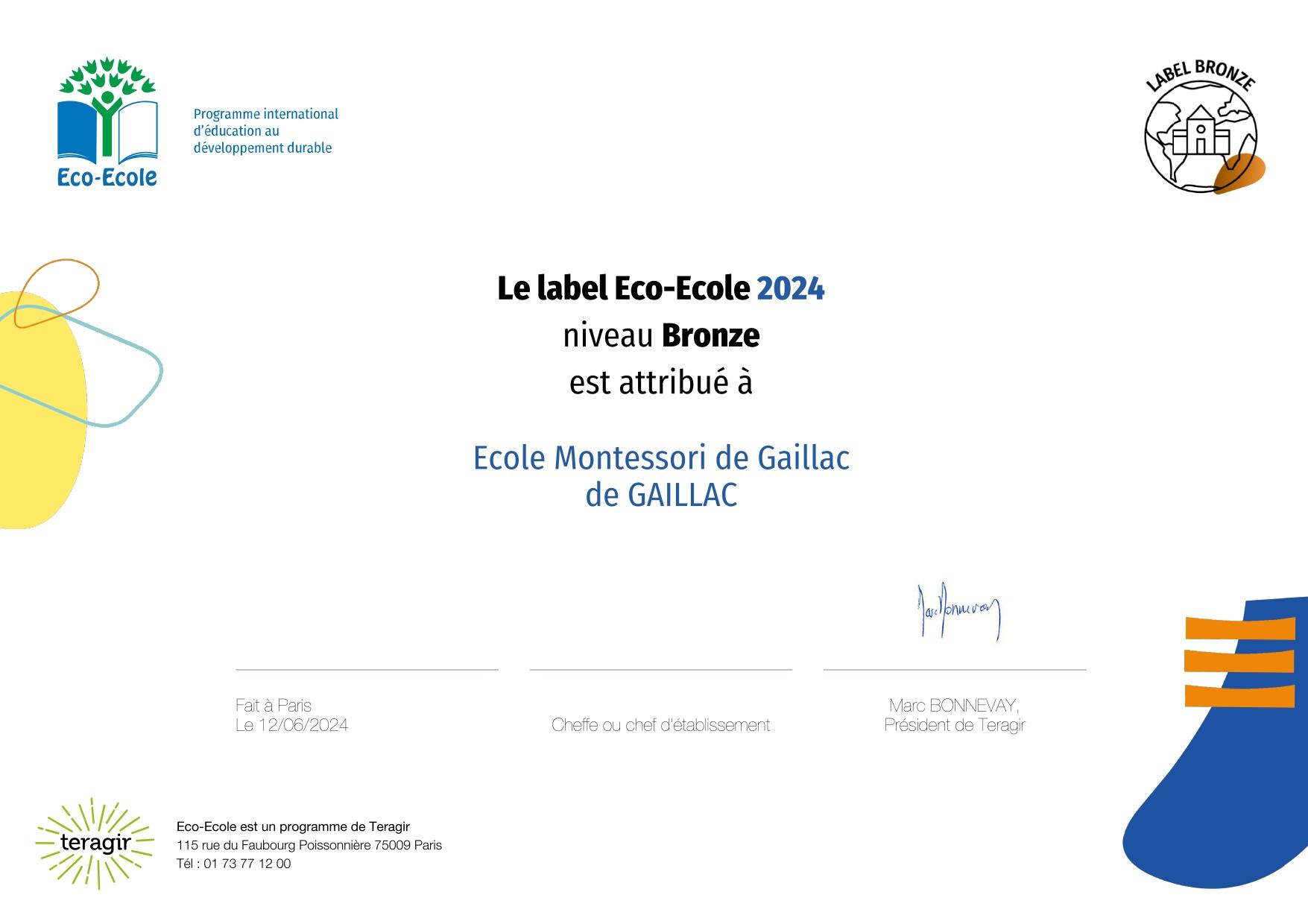 Diplome eco ecole ecole montessori de gaillac 2024 1 page 0001